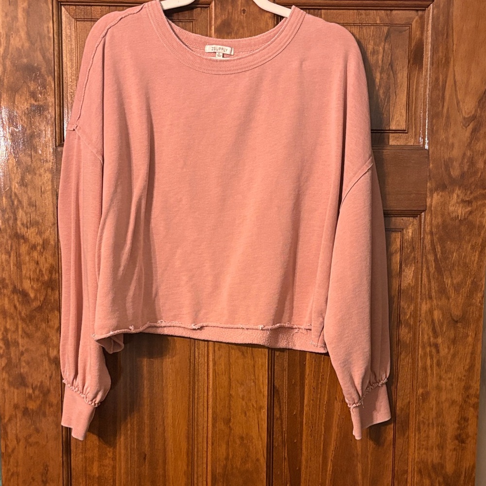 Z Supply Blush Pink Cropped Sweatshirt